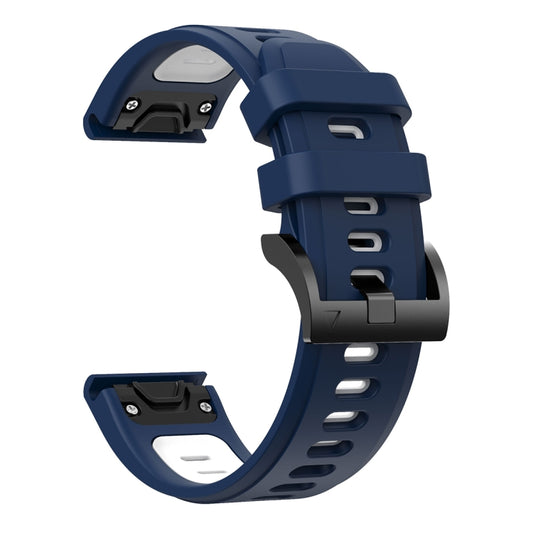 For Garmin Descent MK 2 26mm Two-Color Sports Silicone Watch Band(Midnight Blue + White) by buy2fix