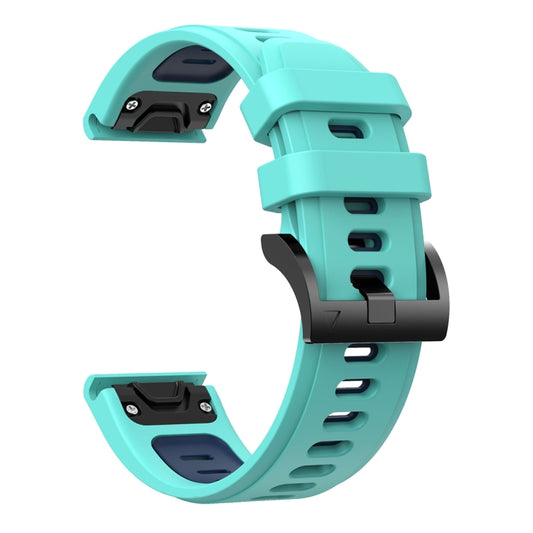 For Garmin Descent MK 2i 26mm Two-Color Sports Silicone Watch Band(Mint Green + Blue) by buy2fix