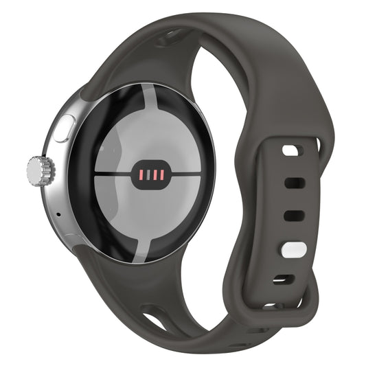 For Google Pixel Watch Water Drop Slimming Butterfly Button Solid Silicone Band(Space Grey) by buy2fix