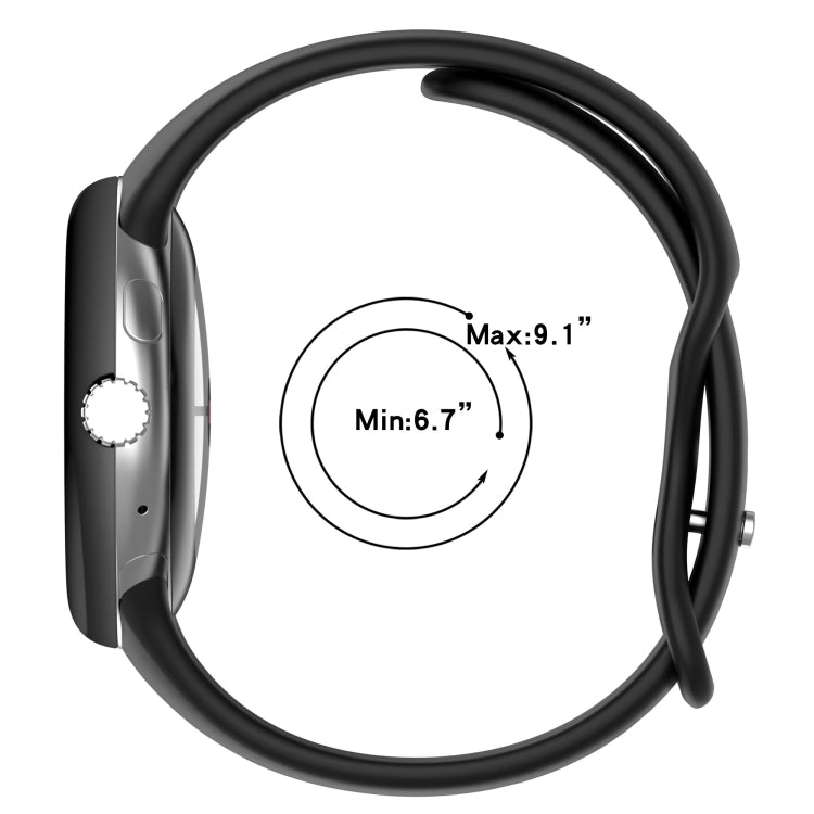 For Google Pixel Watch Water Drop Slimming Butterfly Button Solid Silicone Band(Black) by buy2fix