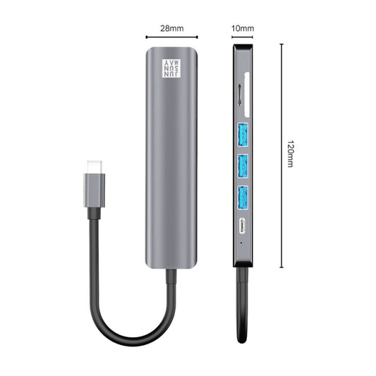 JUNSUNMAY 7 in 1 Type-C to 4K HDMI Docking Station Adapter PD Quick Charge Hub SD/TF Card Reader by JUNSUNMAY