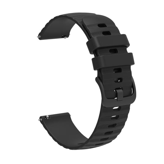For Garmin Forerunner Sq2 Music 20mm Wavy Dot Pattern Solid Color Silicone Watch Band(Black) by buy2fix