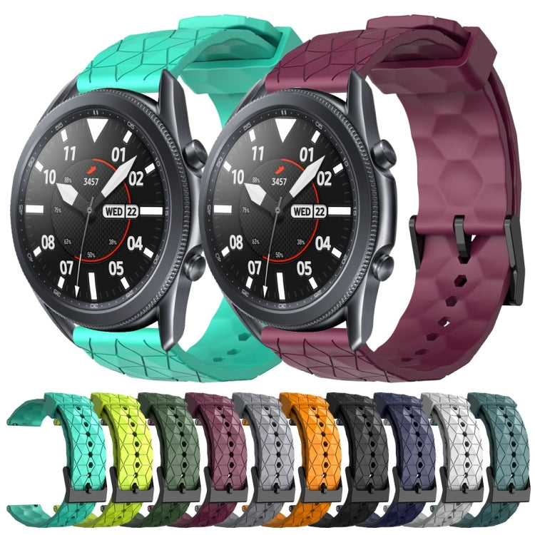 For Samsung Galaxy Watch3 45mm 22mm Football Pattern Solid Color Silicone Watch Band(White) - Watch Bands by buy2fix | Online Shopping UK | buy2fix