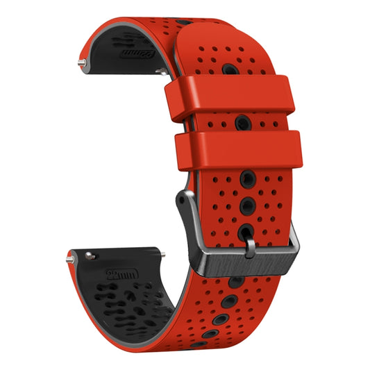 For Garmin vivoactive 4 22mm Perforated Two-Color Silicone Watch Band(Red+Black) by buy2fix