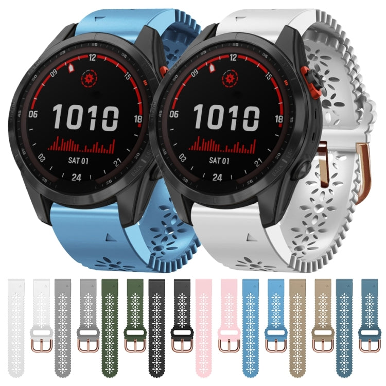 For Garmin Fenix 7S Solar 20mm Lady's Silicone Watch Band With Lace Punch(Grey) - Watch Bands by buy2fix | Online Shopping UK | buy2fix