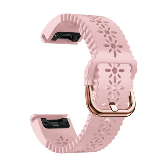 For Garmin Fenix 6S 20mm Lady's Silicone Watch Band With Lace Punch(Pink) by buy2fix