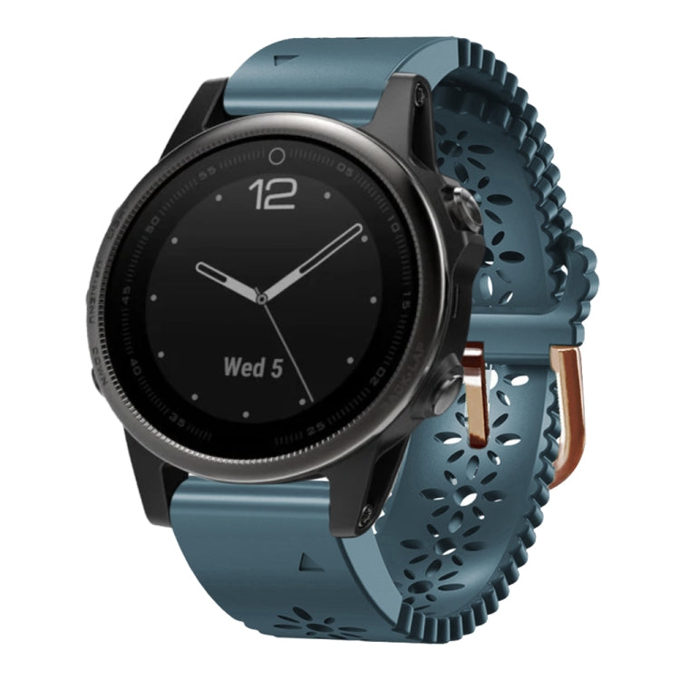 For Garmin Fenix 5S 20mm Lady's Silicone Watch Band With Lace Punch(Lake Blue) - Watch Bands by buy2fix | Online Shopping UK | buy2fix