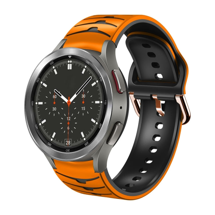 For Samsung Galaxy Watch 4 Classic 46mm Curved Texture Silicone Watch Band(Orange+Black) - Watch Bands by buy2fix | Online Shopping UK | buy2fix