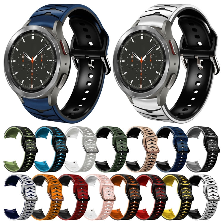 For Samsung Galaxy Watch 4 Classic 46mm Curved Texture Silicone Watch Band(Black+Yellow) - Watch Bands by buy2fix | Online Shopping UK | buy2fix