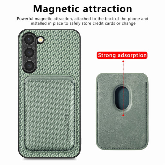For Samsung Galaxy S23 5G Carbon Fiber Leather Card Magsafe Case(Green) by buy2fix