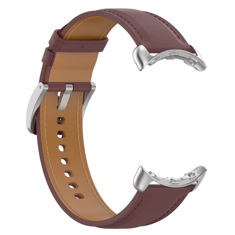 For Google Pixel Watch Leather Embossed Sewing Watch Band(Dark Brown) - Watch Bands by buy2fix | Online Shopping UK | buy2fix