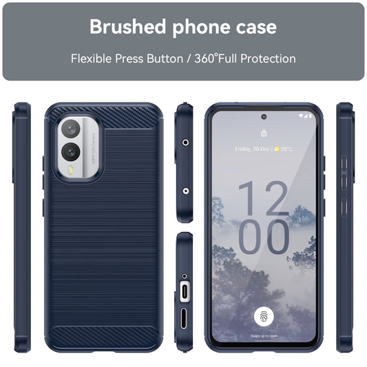 For Nokia X30 5G Brushed Texture Carbon Fiber TPU Phone Case(Blue) by buy2fix