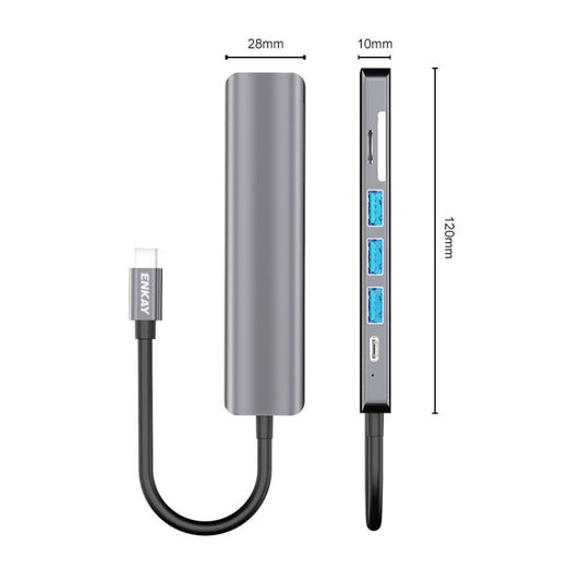 ENKAY Hat-Prince 7 in 1 Type-C to 4K HDMI Docking Station Adapter PD Quick Charge Hub SD/TF Card Reader by ENKAY