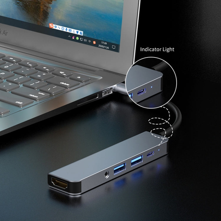 ENKAY Hat-Prince 5 in 1 Type-C Hub 4K HDMI Converter Docking Station 3.5mm Audio Jack Adapter by ENKAY