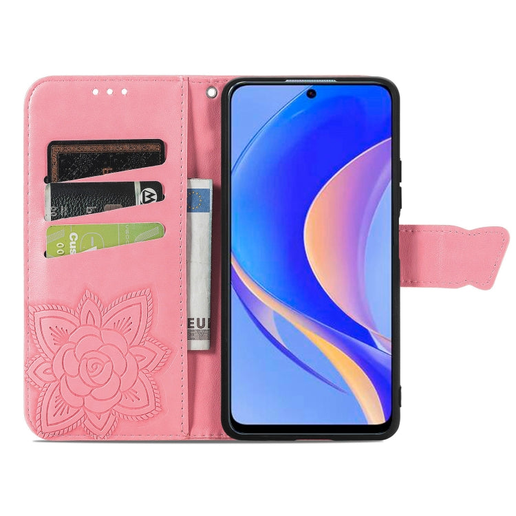 For Huawei nova Y90 Butterfly Love Flower Embossed Horizontal Flip Leather Case with Bracket / Card Slot / Wallet / Lanyard(Pink) - Huawei Cases by buy2fix | Online Shopping UK | buy2fix
