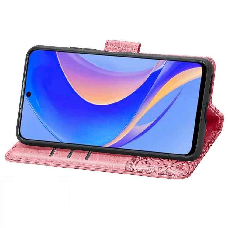 For Huawei nova Y90 Butterfly Love Flower Embossed Horizontal Flip Leather Case with Bracket / Card Slot / Wallet / Lanyard(Pink) - Huawei Cases by buy2fix | Online Shopping UK | buy2fix