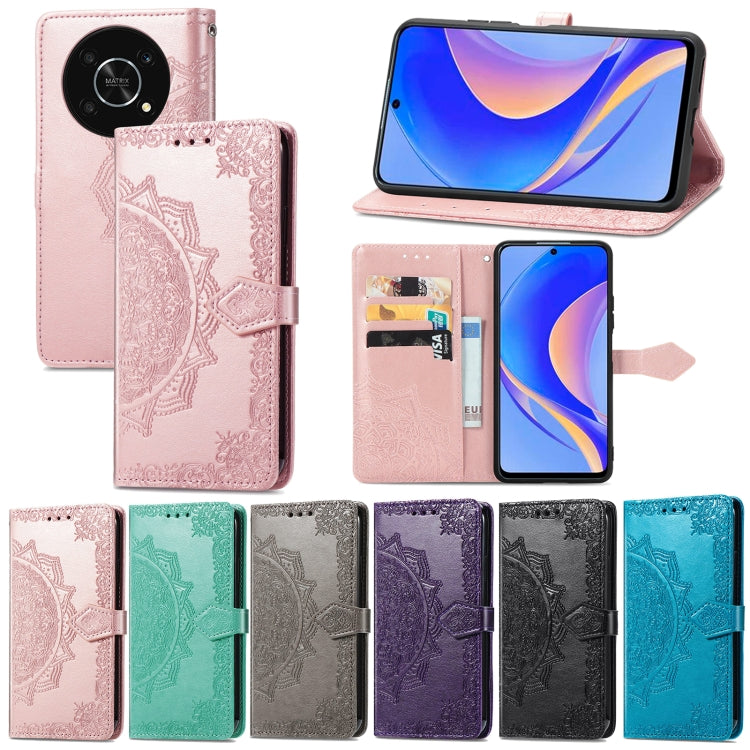 For Motorola Edge 30 Fusion Mandala Flower Embossed Leather Phone Case(Gray) - Motorola Cases by buy2fix | Online Shopping UK | buy2fix