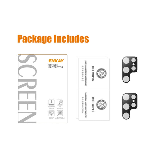 2pcs For Samsung Galaxy S23 Ultra 5G ENKAY 9H Rear Camera Lens Tempered Glass Film(Black) by ENKAY