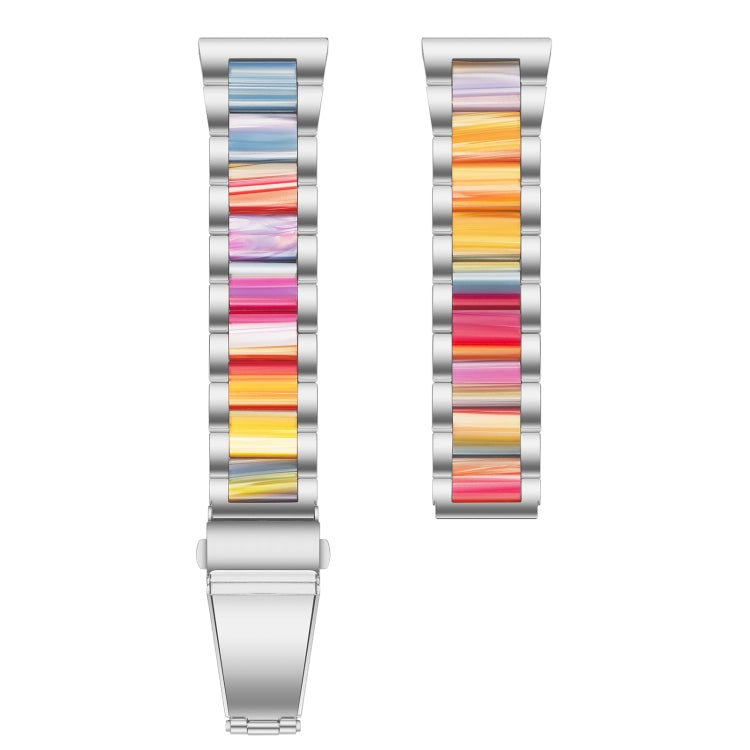 For Galaxy Watch 5 40 / 44mm Interbead Resin Metal Watch Band(Silver Rainbow) - Watch Bands by buy2fix | Online Shopping UK | buy2fix