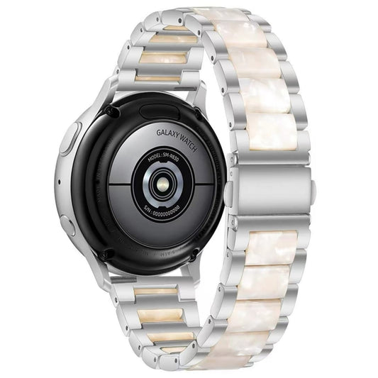 For Galaxy Watch 5 40 / 44mm Interbead Resin Metal Watch Band(Silver White) by buy2fix