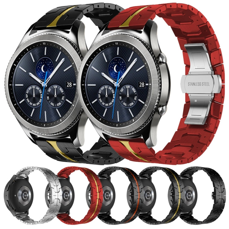 For Samsung Gear S3 Classic Armor Stainless Steel Metal Watch Band(Black+Red) by buy2fix