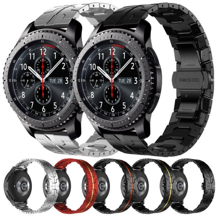 For Samsung Gear S3 Frontier Armor Stainless Steel Metal Watch Band(Black+Red) by buy2fix