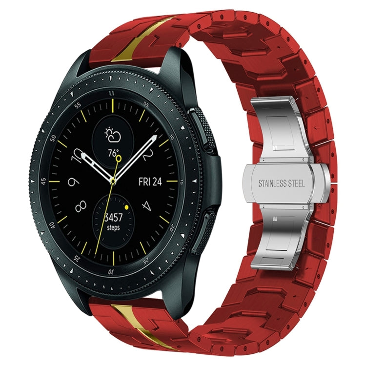 For Samsung Galaxy watch 42mm Armor Stainless Steel Metal Watch Band(Red+Gold) - Watch Bands by buy2fix | Online Shopping UK | buy2fix