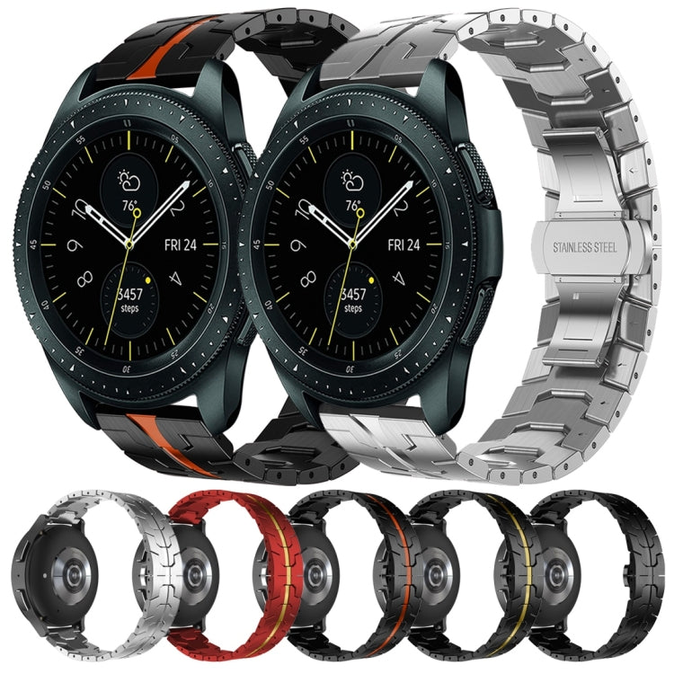 For Samsung Galaxy watch 42mm Armor Stainless Steel Metal Watch Band(Black+Red) by buy2fix