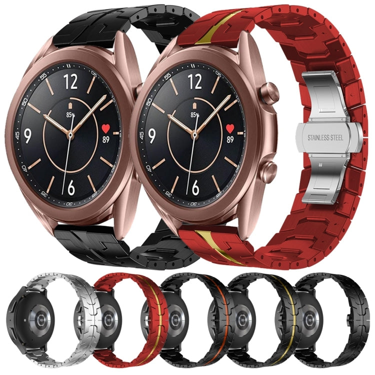 For Samsung Galaxy Watch3 41mm Armor Stainless Steel Metal Watch Band(Red+Gold) by buy2fix
