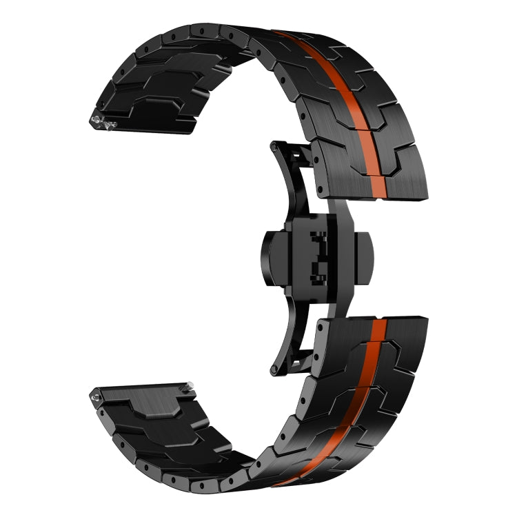 For Samsung Galaxy Gear Sport Armor Stainless Steel Metal Watch Band(Black+Red) - Watch Bands by buy2fix | Online Shopping UK | buy2fix