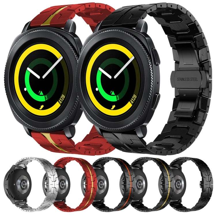 For Samsung Galaxy Gear Sport Armor Stainless Steel Metal Watch Band(Black+Gold) - Watch Bands by buy2fix | Online Shopping UK | buy2fix