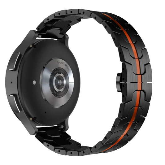 For Samsung Galaxy Watch Active Armor Stainless Steel Metal Watch Band(Black+Red) by buy2fix