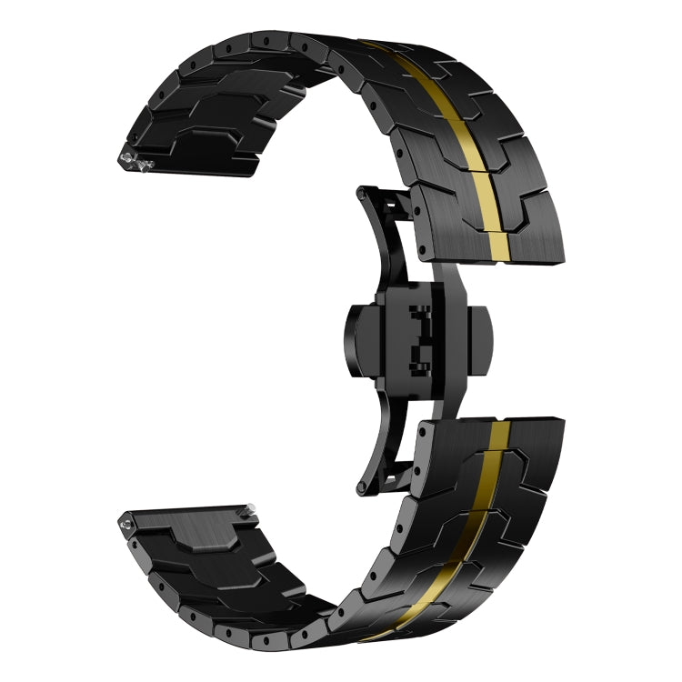 For Samsung Galaxy Watch5 / Watch5 Pro Armor Stainless Steel Metal Watch Band(Black+Gold) - Watch Bands by buy2fix | Online Shopping UK | buy2fix