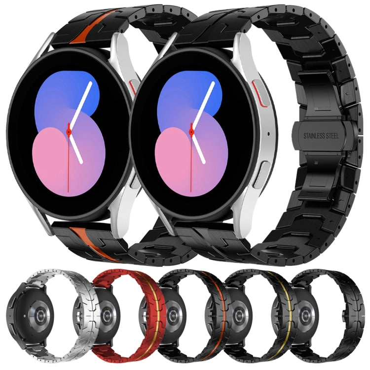 For Samsung Galaxy Watch5 / Watch5 Pro Armor Stainless Steel Metal Watch Band(Black+Red) by buy2fix