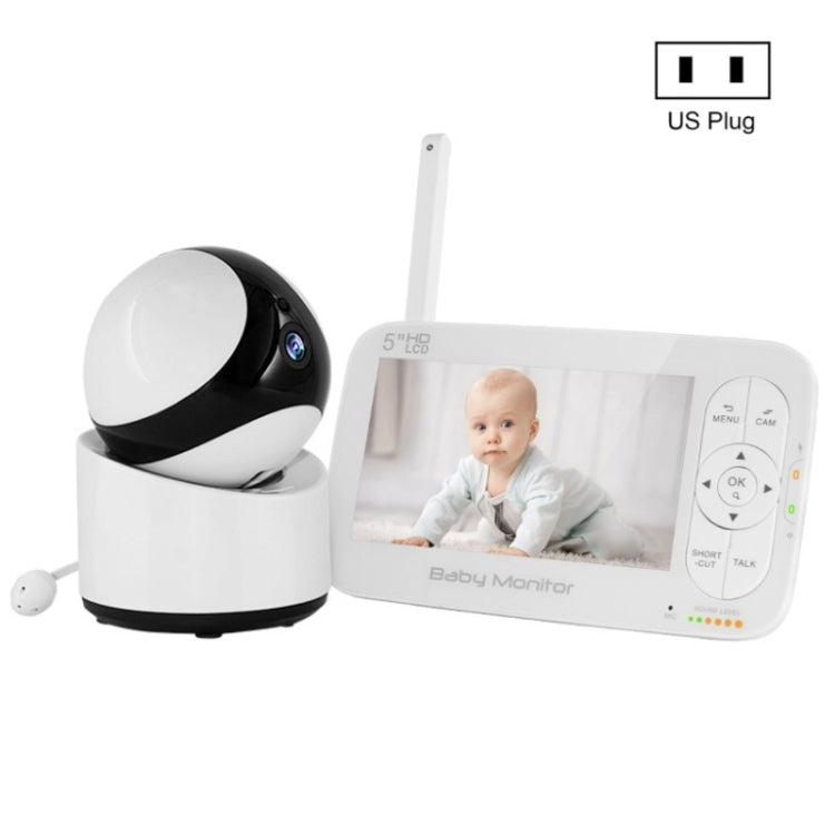 DY55A Built-in Lullabies Video Babyphone 5 inch Screen Digital Wireless Baby Monitor Camera(US Plug) - Baby Monitor by buy2fix | Online Shopping UK | buy2fix