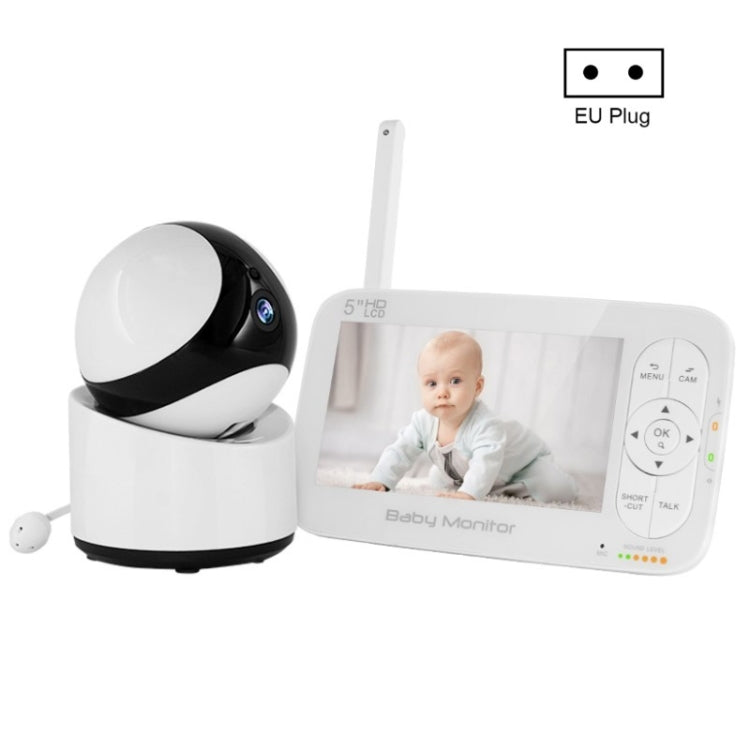 DY55A Built-in Lullabies Video Babyphone 5 inch Screen Digital Wireless Baby Monitor Camera(EU Plug) - Baby Monitor by buy2fix | Online Shopping UK | buy2fix