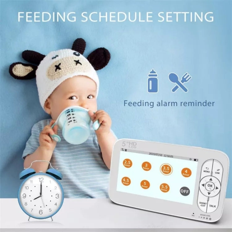 DY55A Built-in Lullabies Video Babyphone 5 inch Screen Digital Wireless Baby Monitor Camera(AU Plug) - Baby Monitor by buy2fix | Online Shopping UK | buy2fix