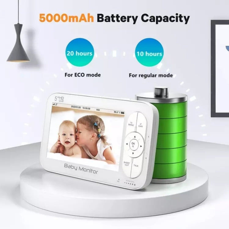 DY55A Built-in Lullabies Video Babyphone 5 inch Screen Digital Wireless Baby Monitor Camera(US Plug) - Baby Monitor by buy2fix | Online Shopping UK | buy2fix