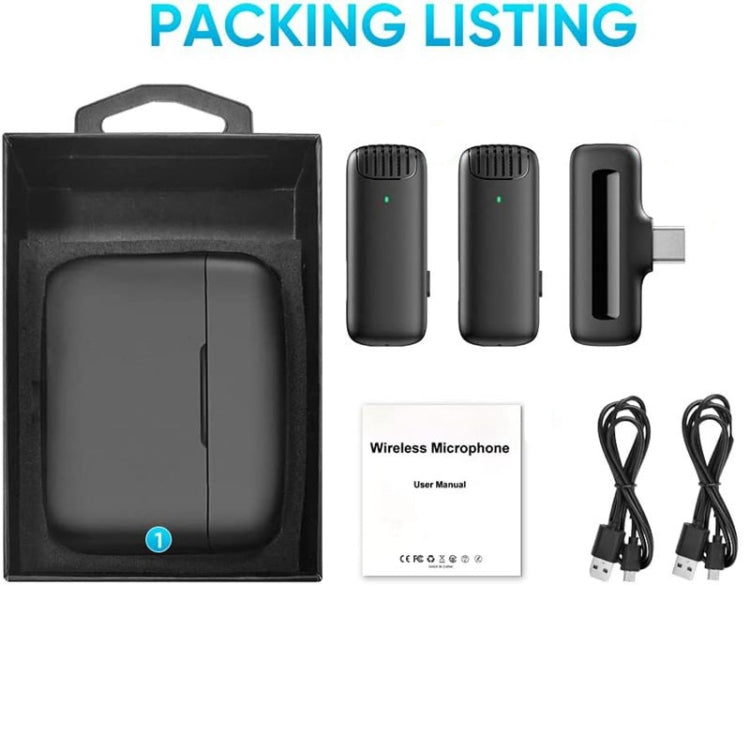 Wireless Lavalier Microphone Lapel Microphone for Type-C / USB-C Device with Charging Case by buy2fix