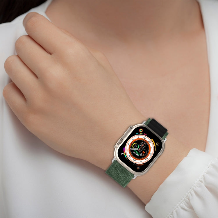 Double Color Nylon Watch Band For Apple Watch Ultra 49mm(Black+Green) by buy2fix