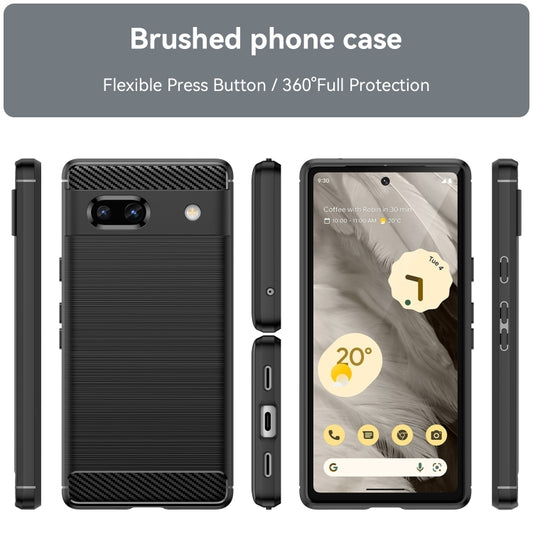 For Google Pixel 7a Brushed Texture Carbon Fiber TPU Phone Case(Black) by buy2fix