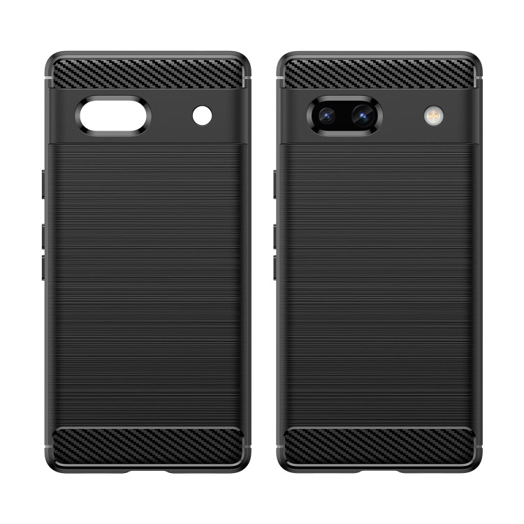 For Google Pixel 7a Brushed Texture Carbon Fiber TPU Phone Case(Black) by buy2fix