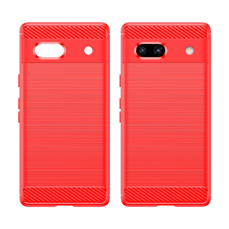 For Google Pixel 7a Brushed Texture Carbon Fiber TPU Phone Case(Red) by buy2fix