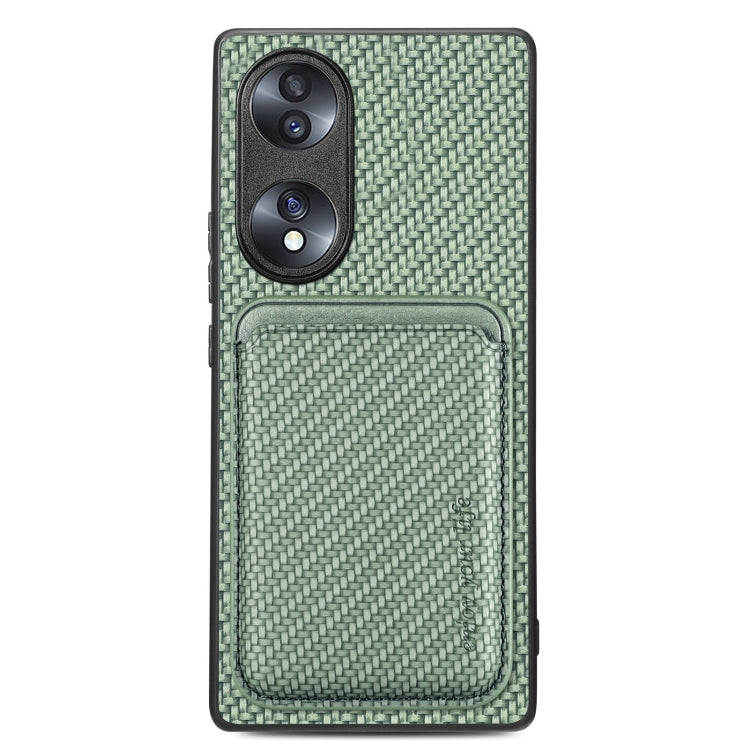 For Honor 70 Carbon Fiber Leather Card Magsafe Case(Green) - Honor Cases by buy2fix | Online Shopping UK | buy2fix