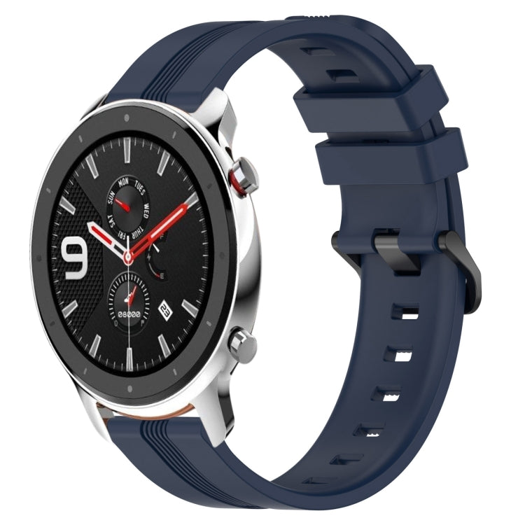 For Amazfit GTR 4 22mm Concave Striped Slicone Watch Band(Navy Blue) - Watch Bands by buy2fix | Online Shopping UK | buy2fix