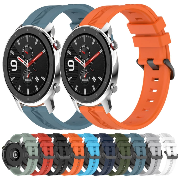 For Amazfit GTR 4 22mm Concave Striped Slicone Watch Band(Navy Blue) - Watch Bands by buy2fix | Online Shopping UK | buy2fix