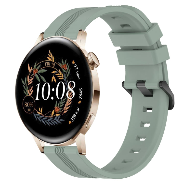 For Huawei Watch GT3 42mm 20mm Concave Striped Slicone Watch Band(Grayish Green) - Watch Bands by buy2fix | Online Shopping UK | buy2fix