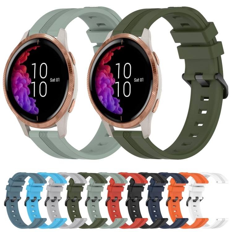 For Garmin Venu 20mm Concave Striped Slicone Watch Band(Rock Cyan) - Watch Bands by buy2fix | Online Shopping UK | buy2fix