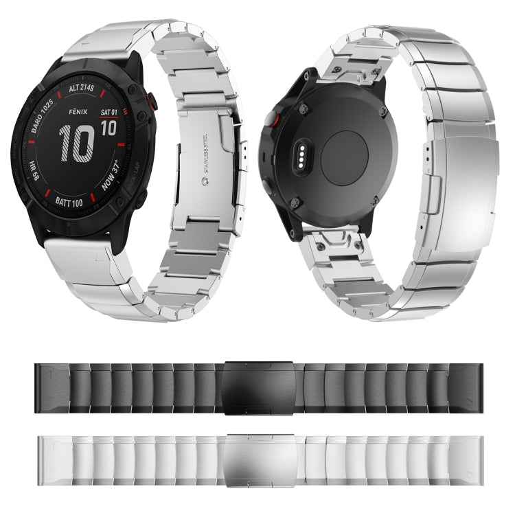 For Garmin Fenix 6X Pro 26mm Tortoise Shell Stainless Steel Watch Band(Black) - Watch Bands by buy2fix | Online Shopping UK | buy2fix