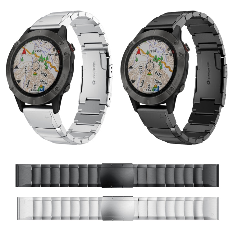 For Garmin Fenix 6 GPS 22mm Tortoise Shell Stainless Steel Watch Band(Silver) - Watch Bands by buy2fix | Online Shopping UK | buy2fix